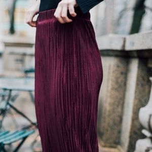 Pleated Midi Skirt in Eggplant TAG STILL ON